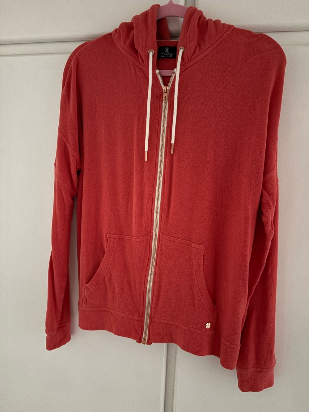 Volcom Women's Coral Zip-Up Hoodie in Warm Coral